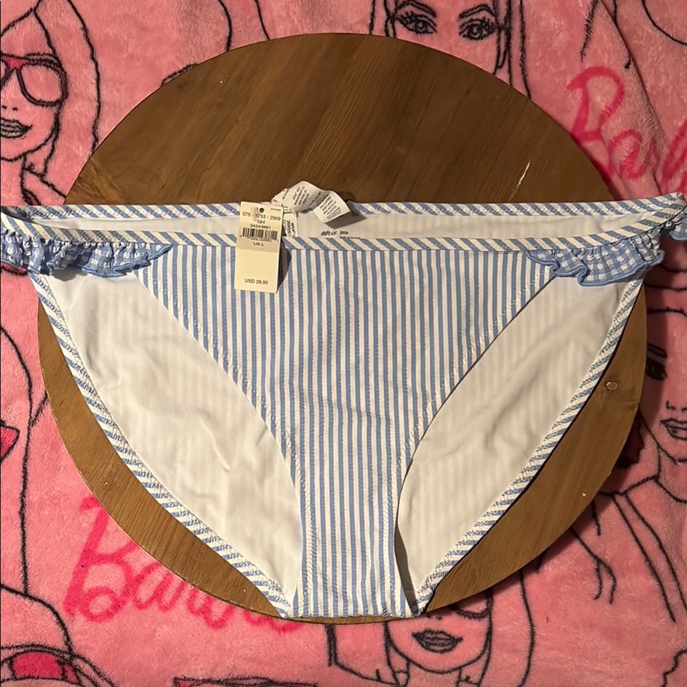 Aerie Blue and White Striped Bikini Bottoms